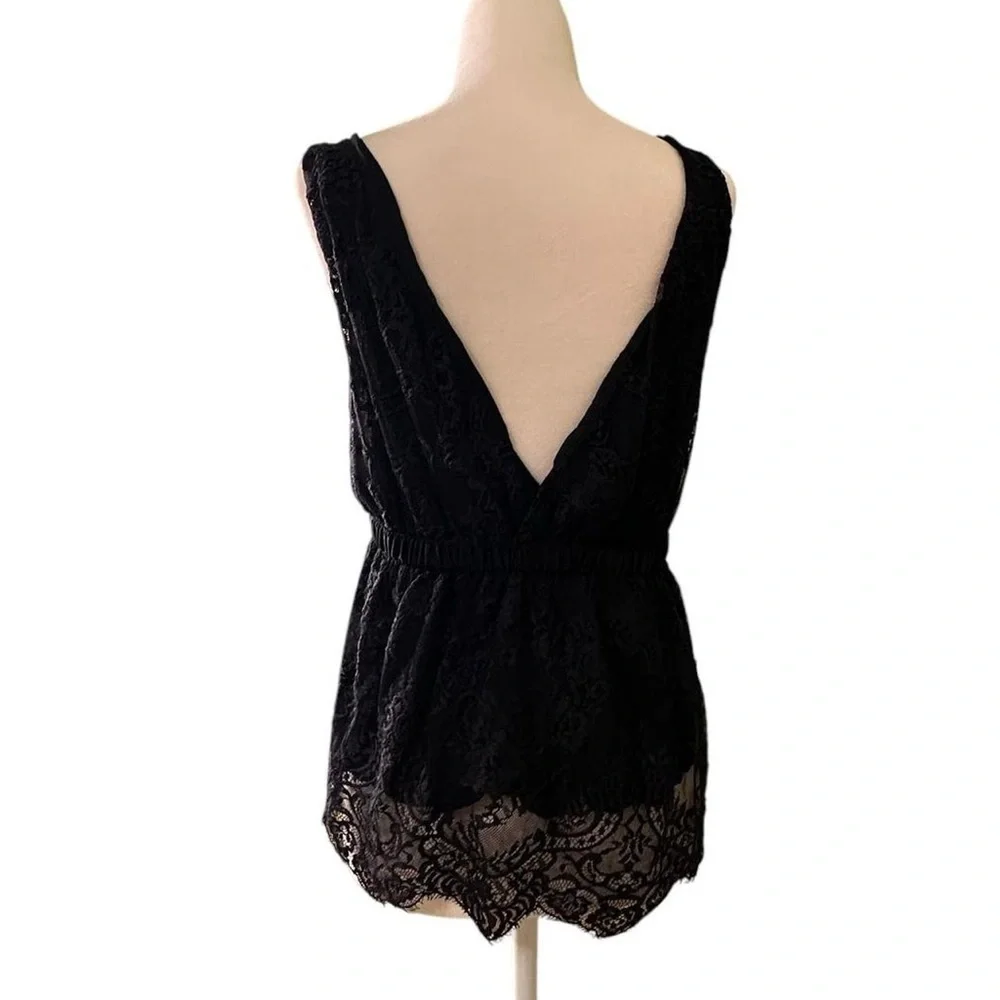 FREE PEOPLE NWT Peplum Black Lace Babydoll Tank